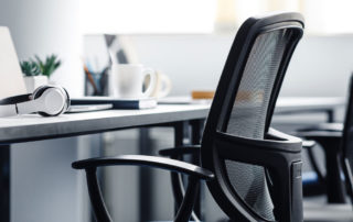 empty chairs at a desk