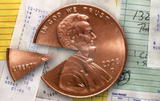 A penny with a pie-shaped piece removed