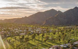 residences in the Coachella Valley with palm trees and mountains