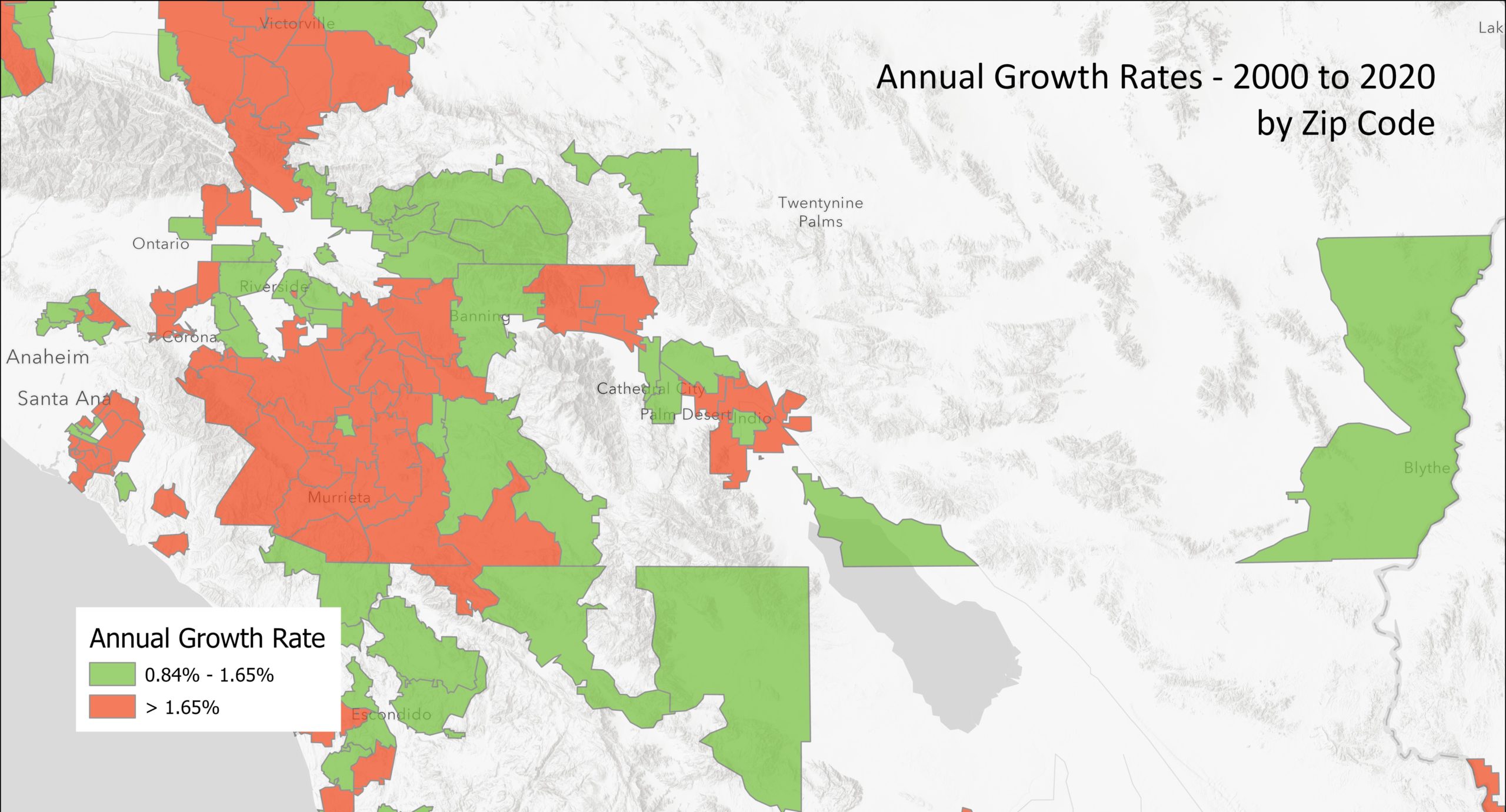 Coachella Valley Annual Population Growth Mapped 2000 to 2020 CVEP