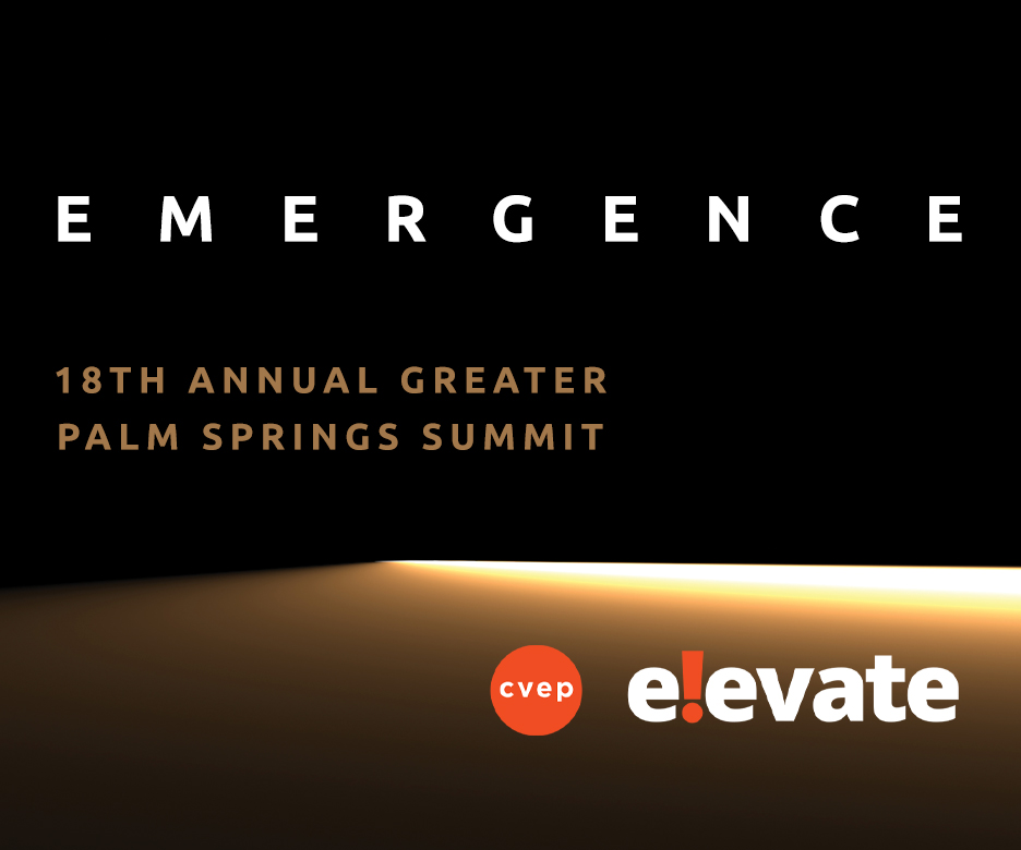 black background with text that says: emergence, 18th annual greater Palm Springs Summmit